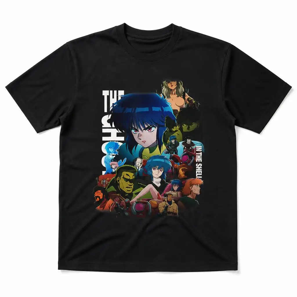 GHOST IN THE SHELL Collage Men Retro T Shirt 100% Cotton Clothing Fun Short Sleeve Tee Gift T-Shirts