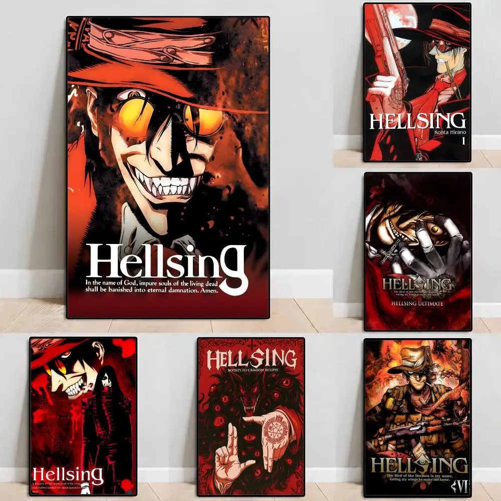 Anime Hellsing Ultimate Poster Self‑Adhesive Waterproof PP Poster Coffee House Bar Wall Art Sticker Room Home Decor