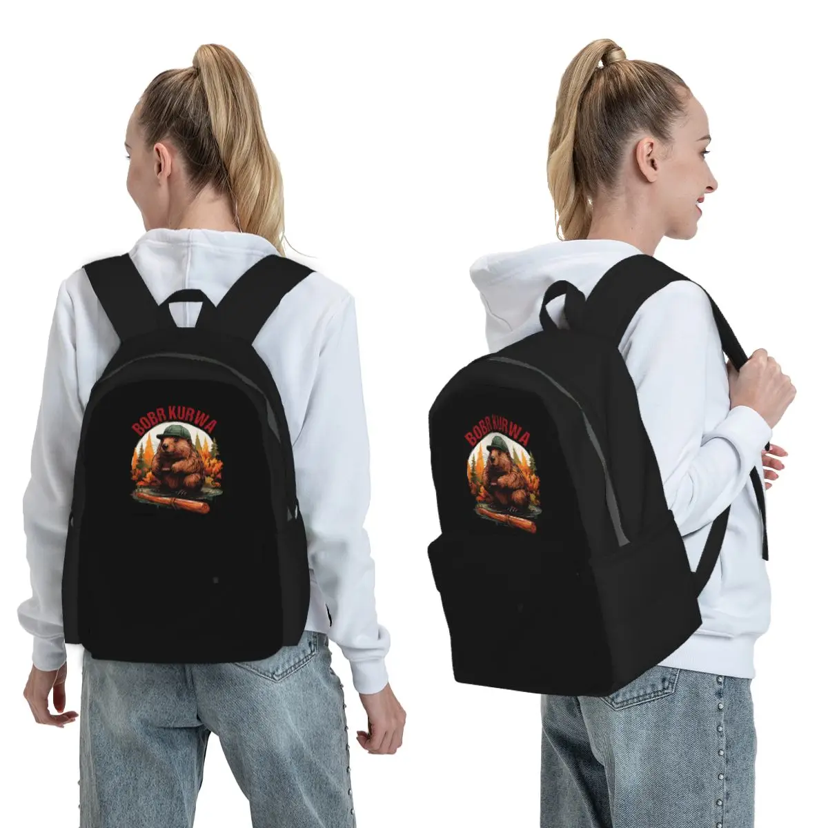 Bobr Kurwa Bober Beaver Backpack Student BookBag Kids School Bag Computer Shoulder Bags for Men Women