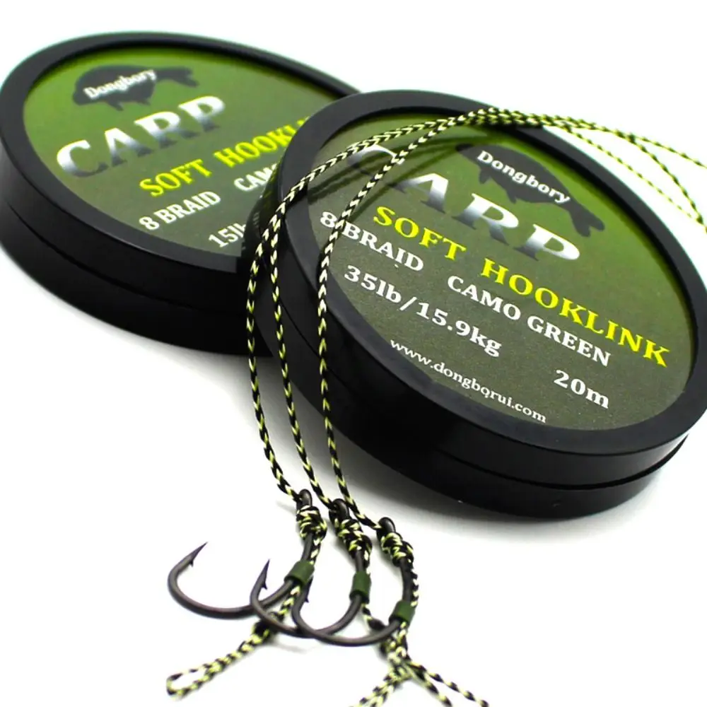 20m Carp Fishing Line Soft Hook Link 8 Strand Uncoated Braid Line Hair Rig Fishing Accessories Terminal Tackle 15LB/25LB/35LB