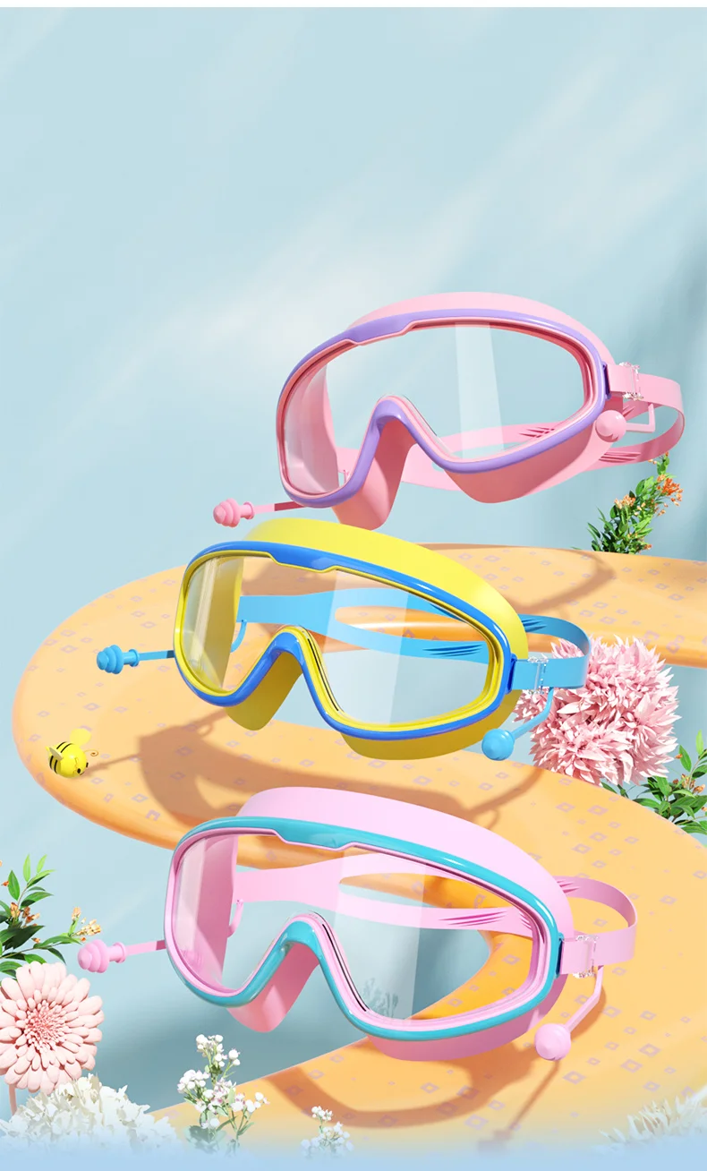 Kinder-Schwimmbrille mit großem Rahmen, HD-Sicht, beschlagfrei, wasserdicht, für Jungen und Mädchen, mehrfarbig zur Auswahl – Detail 9