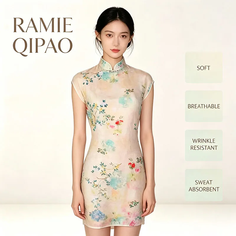 100% Ramie Fabric Lightweight Soft Thin Natural Fiber Printed for Hanfu Chinese Garment Making Summer Premium Quality