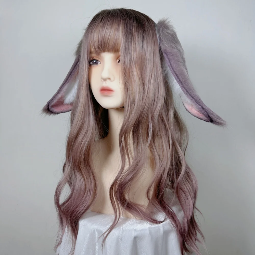 MMGG Ashes Of The Kingdom Yankee  White Drooping Ear Rabbit Brown Cos Pure Handmade Animal Ear  Kc Hair Band  Cute view 3