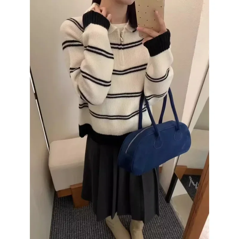 

Autumn Winter Sweater Half Zipper Versatile Casual High-End Style Comfortable Slimming Top New 2025 Women's Loose Fit Thickened