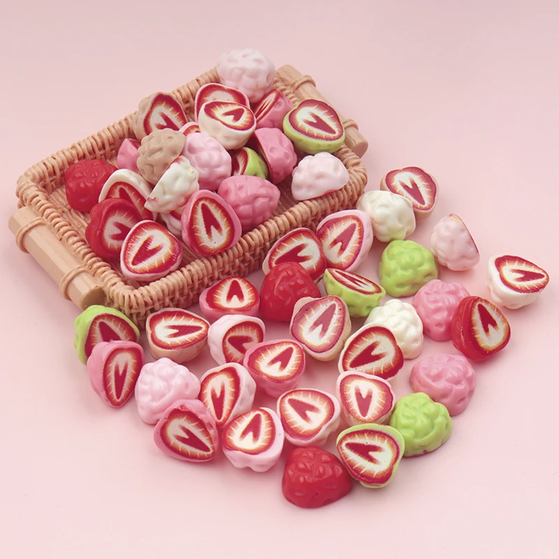 50/500pcs Mini Resin Decor Miniature Food DIY Scene Decoration Strawberries Series Doll Accessories Scrapbooking