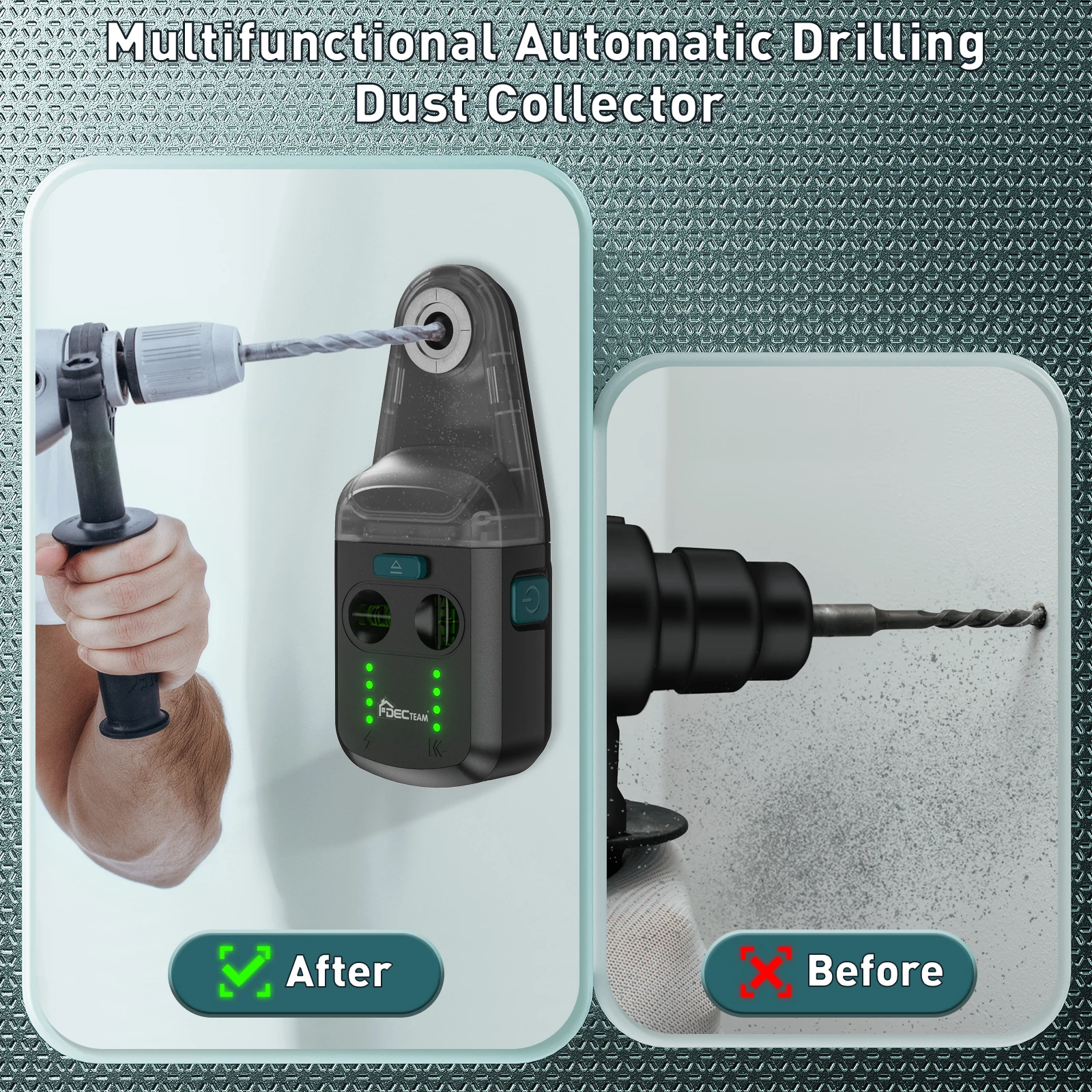 Grüner Laser Level Decteam Elektrischer Bohrstaubsammler 3-in-1-Wandsauger mit Saugfunktion, Vakuumbox, Reinigungswerkzeug, Laserhalterung PQH05G – Detail 2