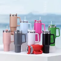 Bingba 40oz Vacuum Insulated Coffee Mug Stainless Steel Thermal Cup with Handle & Straw, 24H Hot/Cold, Car Travel Tumbler