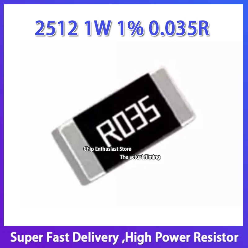 100PCS High Power Resistor 2512 1W 1% 0.035R R035 SMD Alloy Sampling Resistance