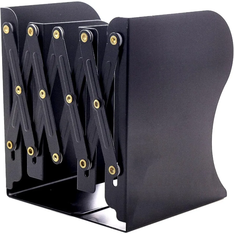 Heavy Duty Adjustable Metal Bookends for Securely Holding Heavy Books and Binders on Bookshelves or Desktops Non-Slip Design Id