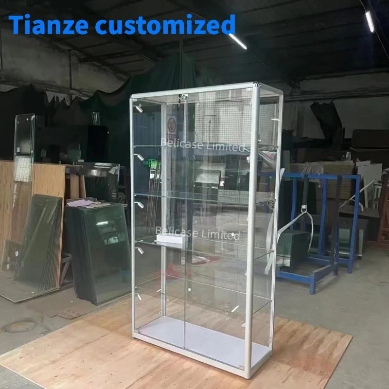 （customized）Standard and Customized FullDisplay Cases Collectibles Aluminum with Led Light Lockable Glass Display Sh