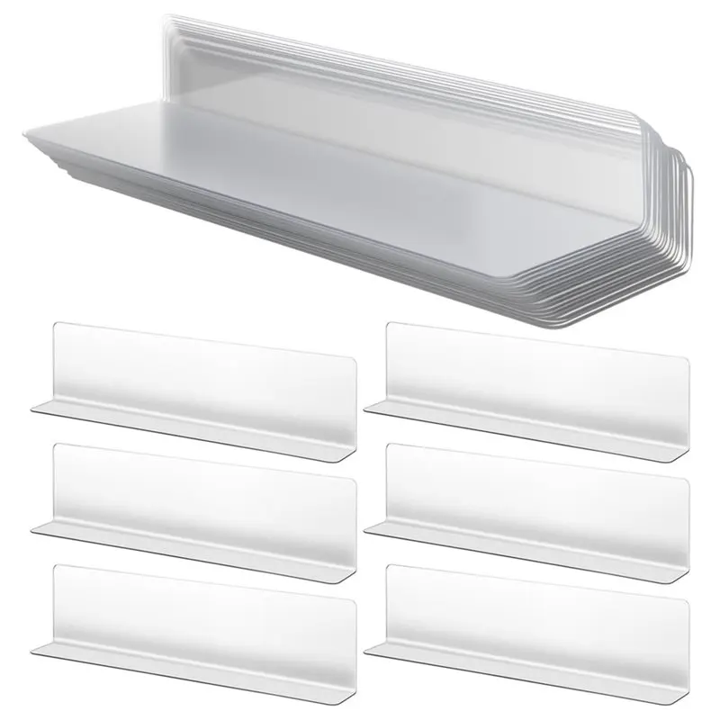 ABGR-For Kitchen Cabinet Storage Rack Display Stand Store 20Pcs 20Cm L-Shaped Shelf Dividers Transparent Plastic Organizers