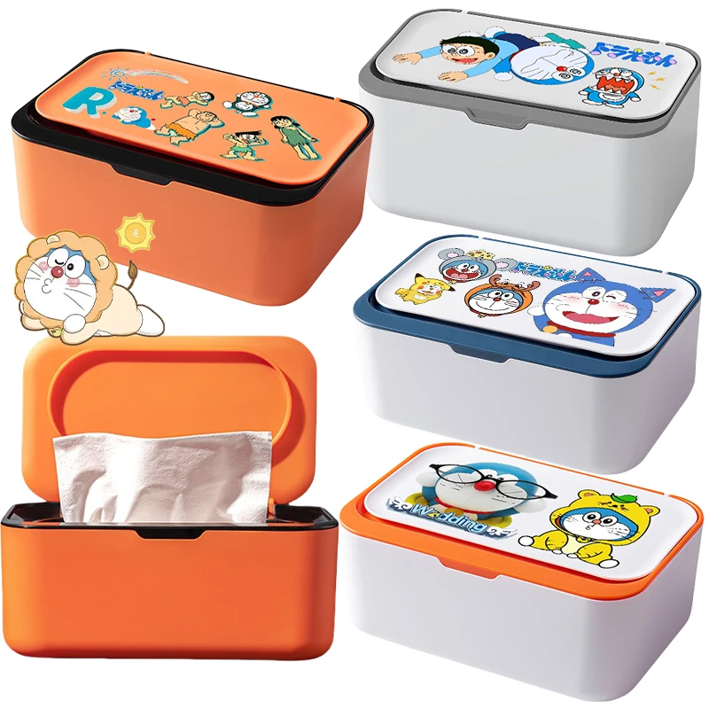 Doraemon Scatola portasciugamani per uso domestico Sigillata a prova di polvere Maschera Contenitore di stoccaggio Cartone animato Soggiorno Desktop Creativo Interessante scatola di carta