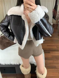 PLAMTEE Stylish Women PU Jackets Winter Elegant Office Lady Vintage All Match Warm Chic Slim New Loose High Street Coats