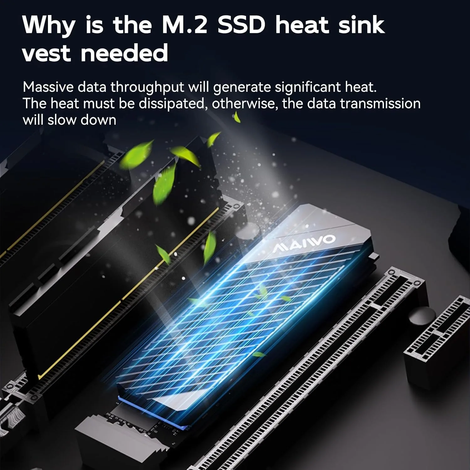 MAIWO M.2 SSD Heat Sink Cooler for 2280 SSD Double-Sided Heatsink with Thermal Silicone Pad for PS5/PC NVMe SSD Aluminum Shell