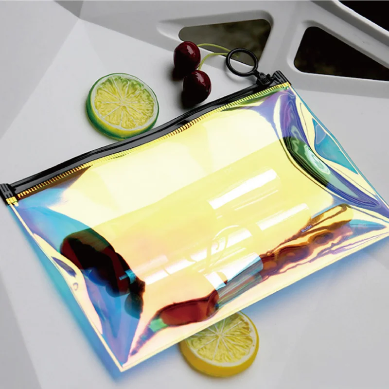 Trasforma la borsa con cerniera Laser Color arcobaleno borsa da viaggio portatile universale per il lavaggio necessità quotidiane borsa di