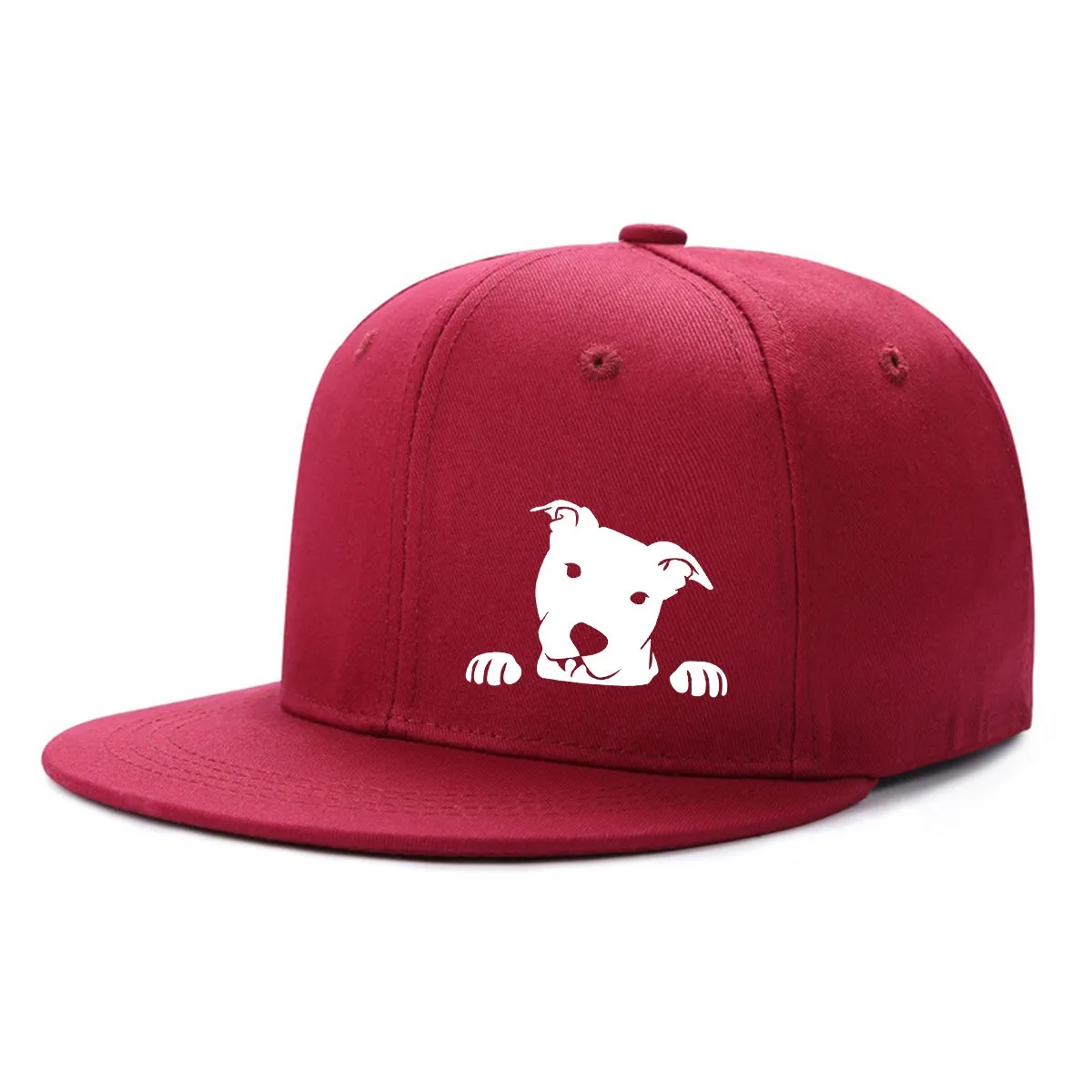 Peeking Dog Graphic Flat Brim Cap Unisex Hip Hop Casual All-Match Outdoor Hat