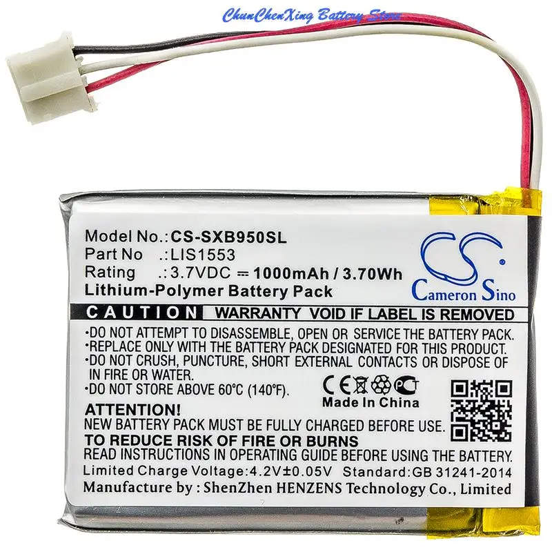 Cameron Sino 1000mAh Battery LIS1553，LIS1553(SY6) for Sony MDR-XB950N1，WH-CH700N，SRS-WS1