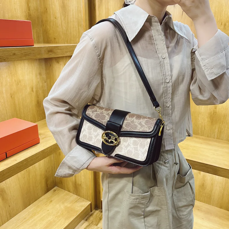 High sense small square bag fashion niche design armpit bag one shoulder trend contrasting color Internet celebrity messengerbag