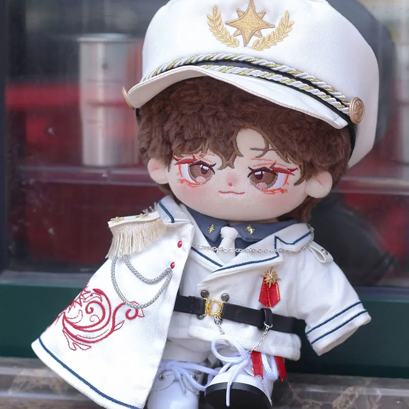 20cm Plush Toy Doll Clothing Cool Embroidered Hat Cloak Shirt Double Breasted Coat Back School Season Boy's Birthday Gift