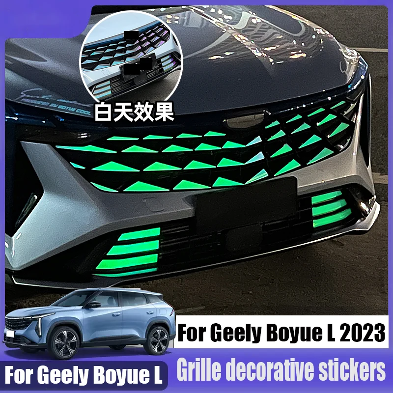 for Geely Boyue L/Atlas/Boyue cool 2023 Grille laser silver stickers wheel hub stickers lower grille stickers