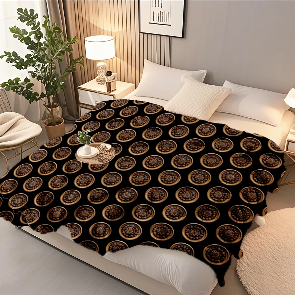 

Bohemian Home Collection Flannel Bed Blanket Green Red Wood Meditative Throw Blanket Travel Blanket With Machine-washable