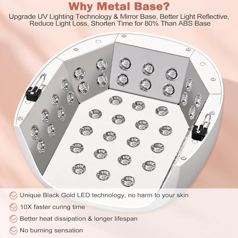 Lampada per unghie UV Lampada per unghie senza fili 80W Ricaricabile Essiccatore per unghie Gel Polish Luce Sensore automatico intelligente Display LCD UV L