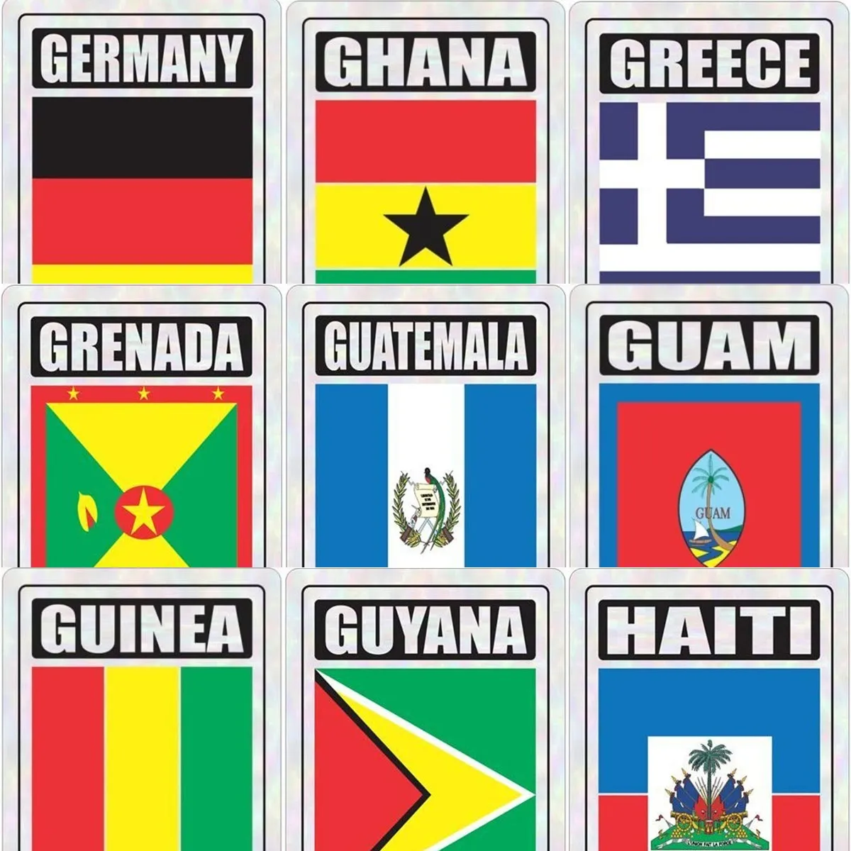 Greece Ghana Honduras Haiti Guyana Guinea Guatemala Guam Grenada Flag Creative Car Sticker for Wall Van Fridge Window Table