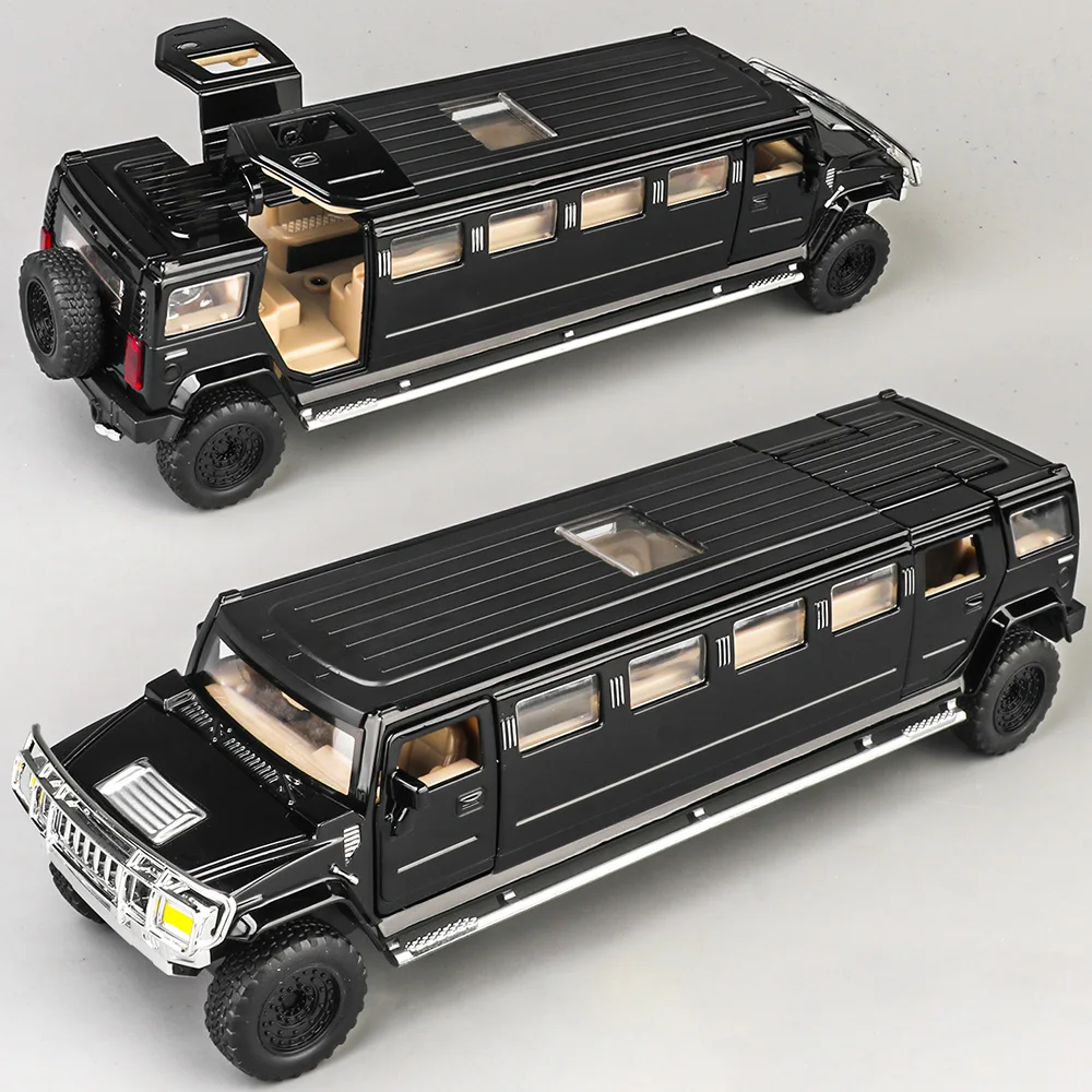 Scala 1:32 H2 Modello di auto Porte giocattolo aperte Tirare indietro Alta simulazione Suono Luce Modelli in miniatura Giocattoli Hooby Regali per i bambini