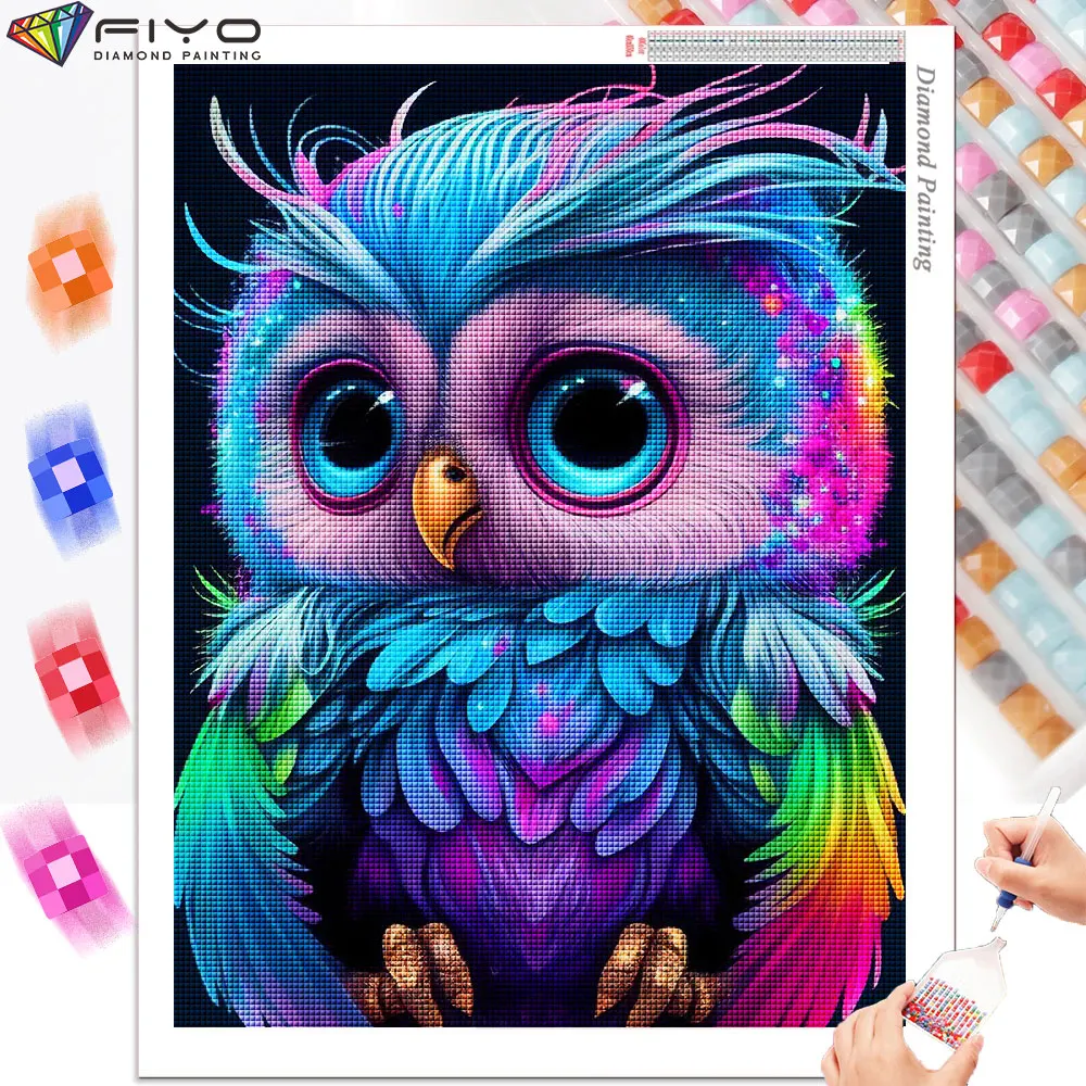 DIY Diamond Painting Animal Dragon Full Square / Round Diamond Mosaic Colorful Tiger Owl Rhinestone Picture Home Decoration