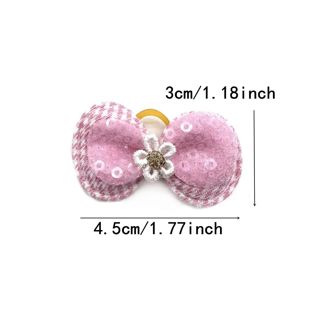 50/100pcs Dog Flower Hair Bows Cat Pet Hair Accessories with Rubber Band Puppy Pet Grooming Accessories with Different Colors