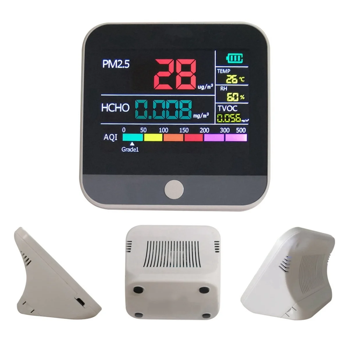 Hot koop Acht in Een Indoor Luchtkwaliteit Monitor PM2.5/PM1/PM10 Monitor Temperatuur Formaldehyde TVOC Luchtkwaliteit tester