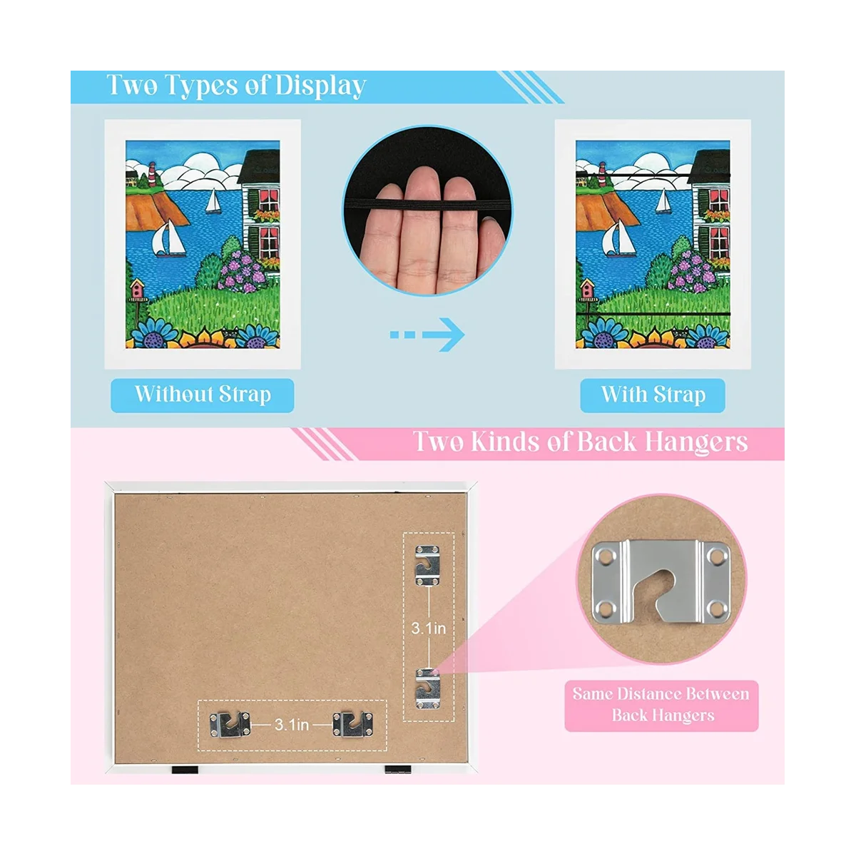 Kids Art Frames, Front Opening Kids Artwork Frames Changeable, Artwork Display Storage Frame for A4 Paper - 2PCS White