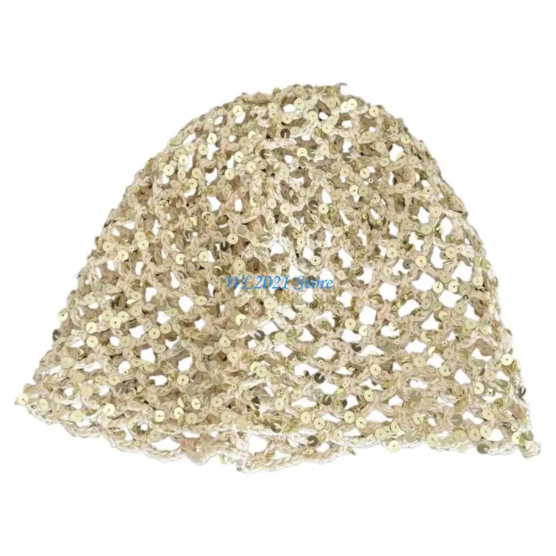 

G5GC Reflective Sequined Hat Stackable Design Hollowout Pullover Hat For Night Event