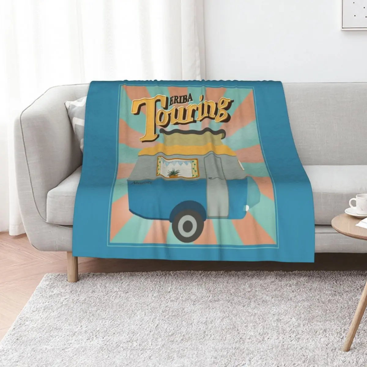 Vintage Touring Caravan Adventure Throw Blanket for winter Warm Camping sofa bed Bed Fashionable Luxury Designer Blankets