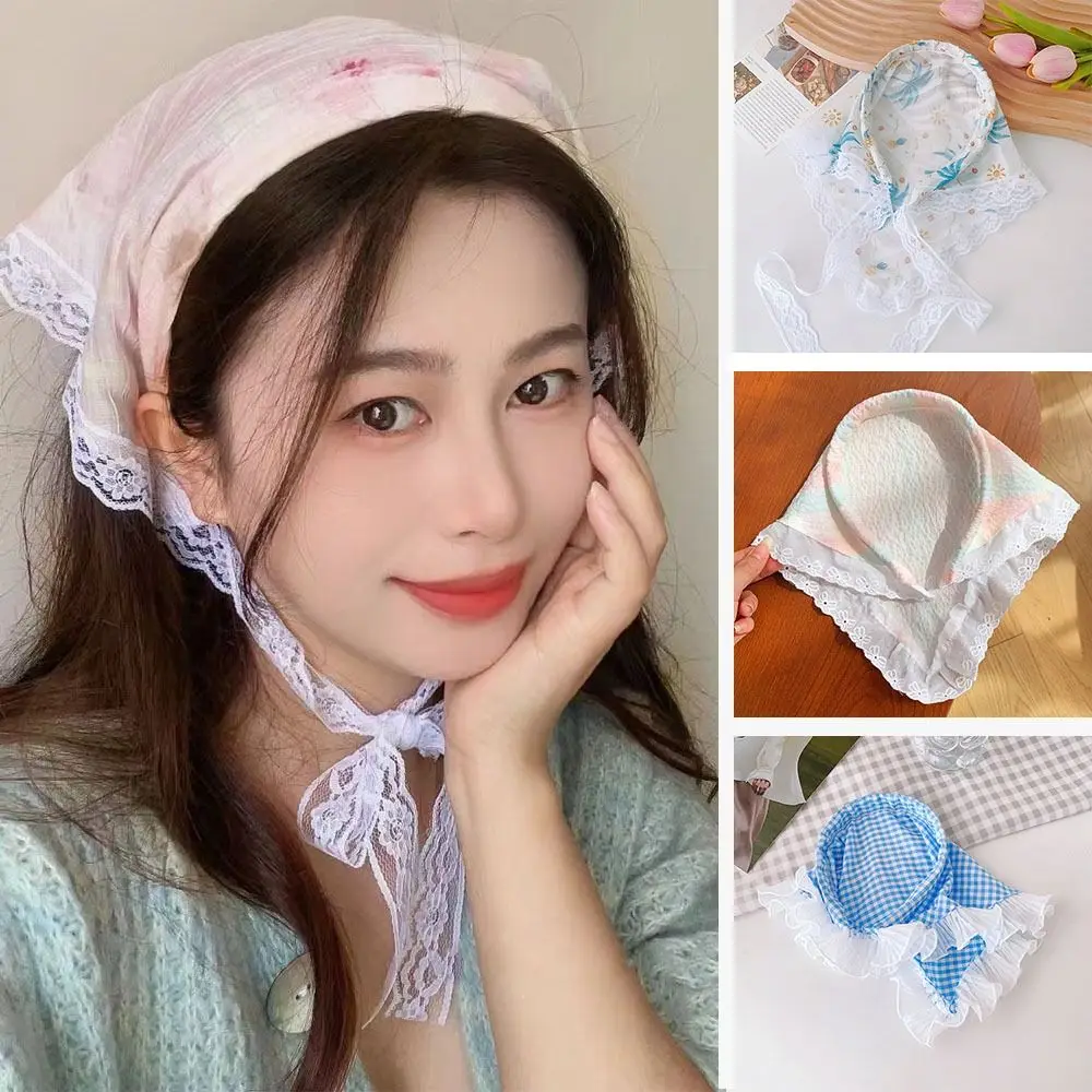 Lazy Person Lace Headscarf Triangle Headscarf Hairhoop Hair Accessories Lace Headband Sun Protection Headscarf