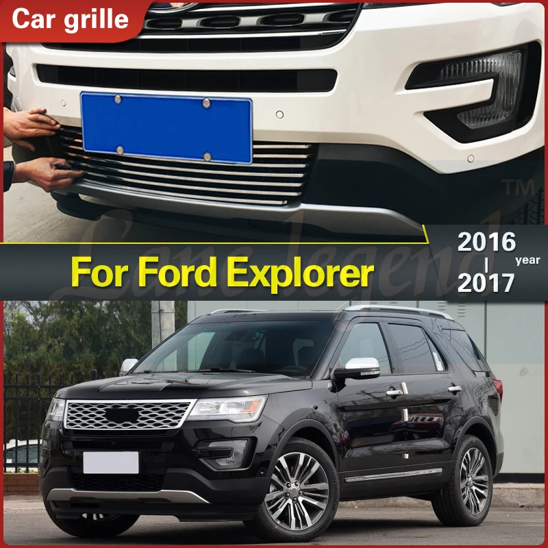 

For Ford Explorer 2016 2017 Stainless Steel Front Center Grille Grill Cover Racing Grill Trim Body Kit 1pcs/set Racing Grills