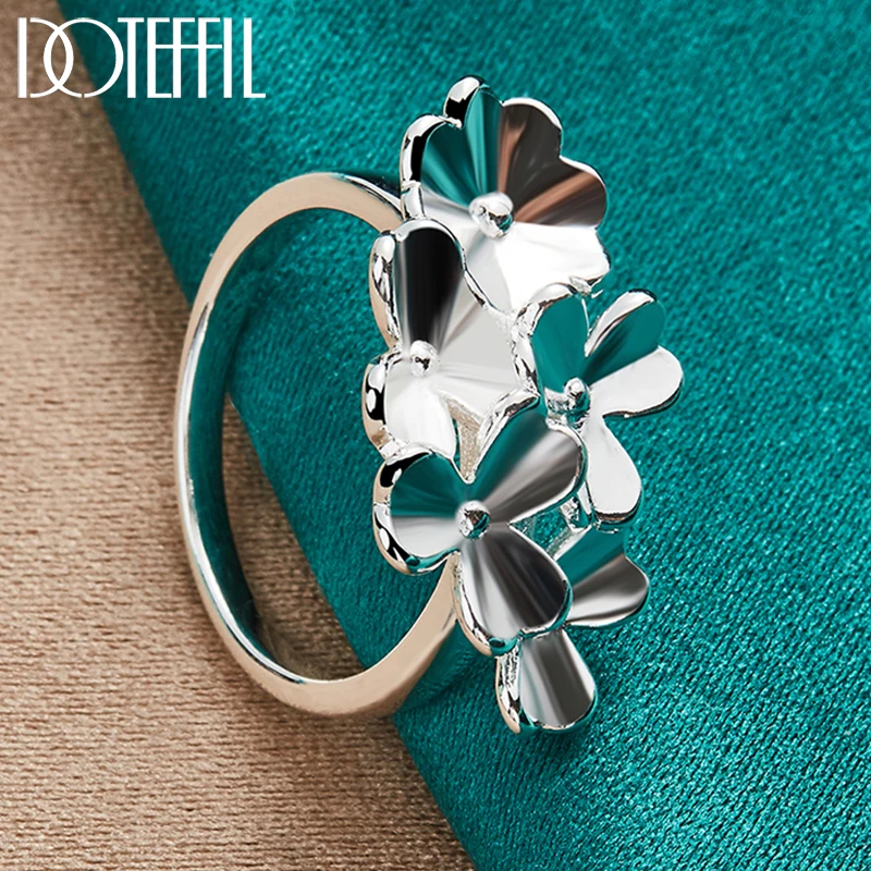 Anello di fiori Color argento per gioielli con ciondoli regalo per feste di fidanzamento di nozze di moda donna