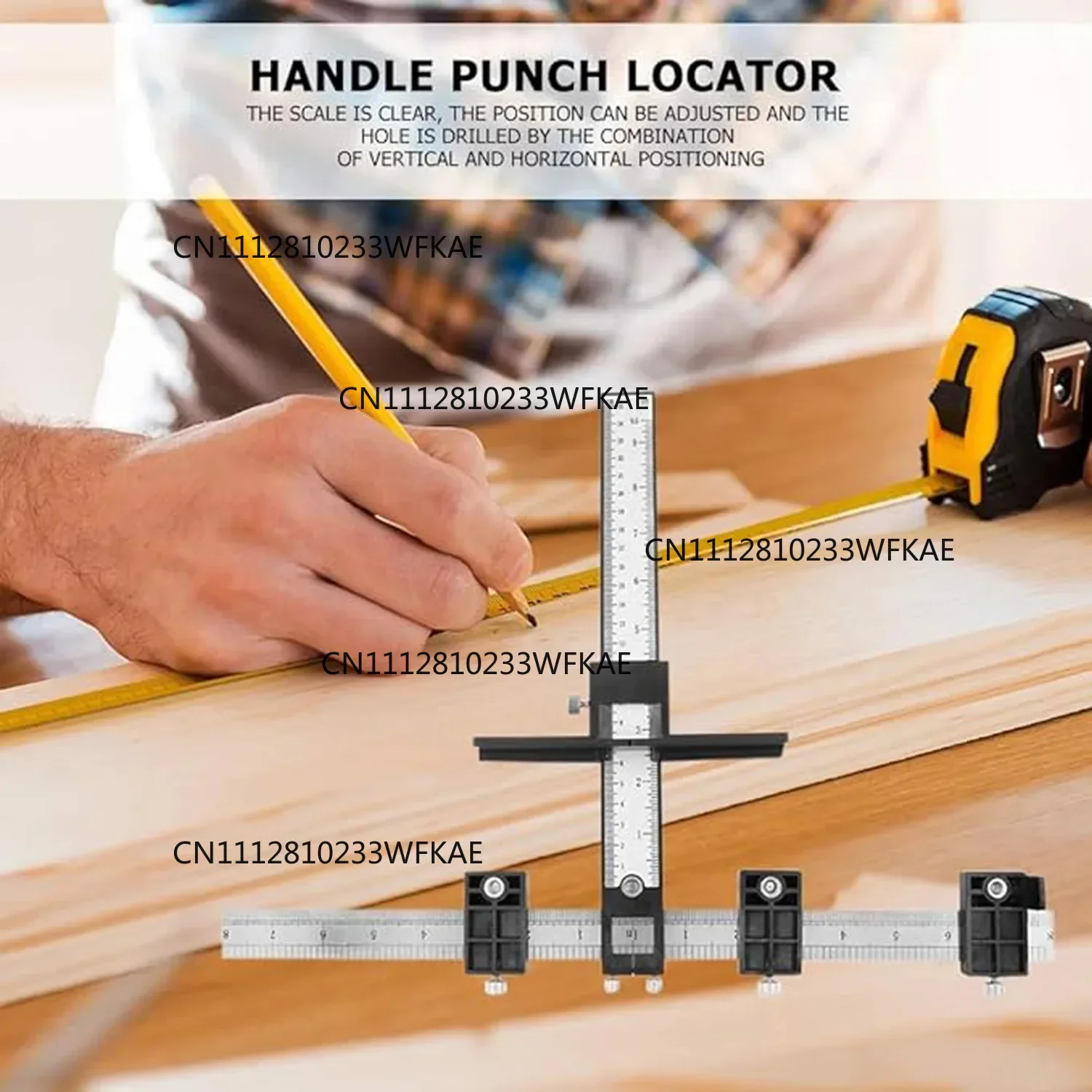 Woodworking drilling positioning fixture, cabinet handle knob positioning template