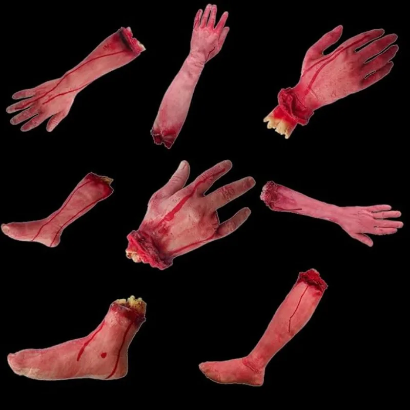 Halloween Horror Fake Severed Hand Zombie Hand Severed Arm Props Broken Body Parts Haunted Party Decor Haunted House Decoration