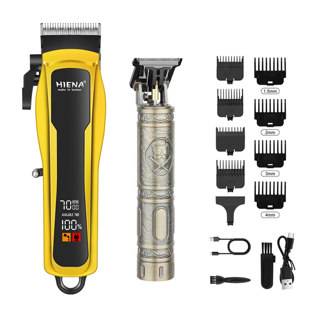 

Men's Hair Clipper Set Gold Cordless Professional Hair Clippers Digital Display Rechargeable USB Trimmer Men's Gift