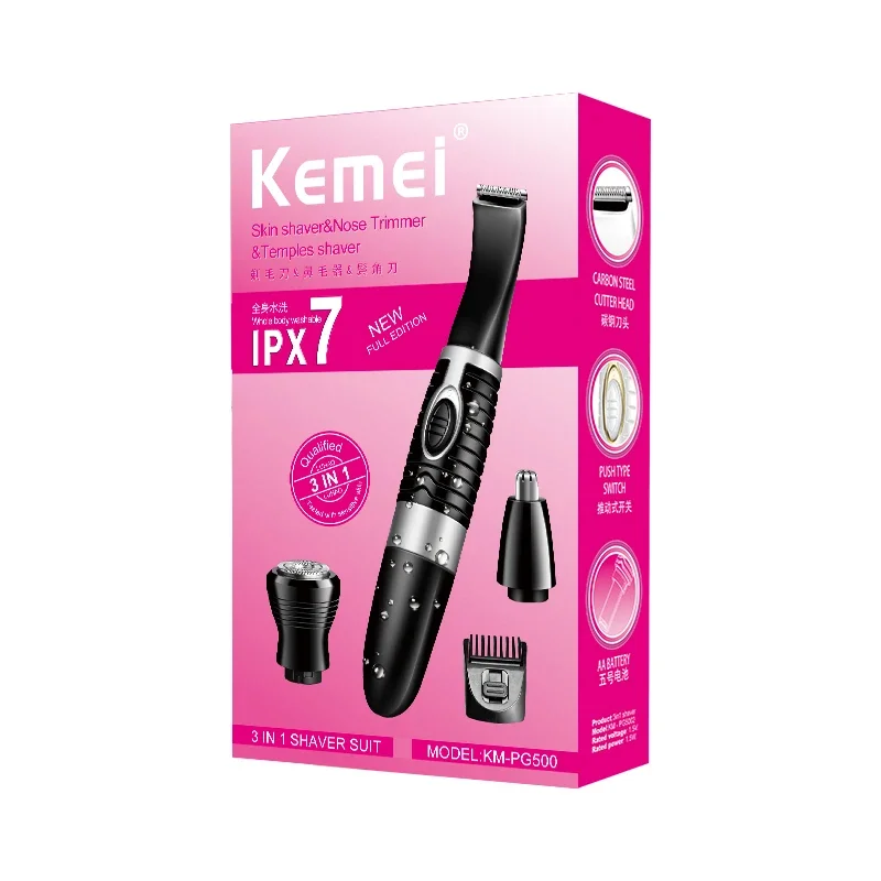 

KEMEI Professional Nose Hair Equipment Multi-function 5-in-1 Razor Pet Shaving Eyebrow Shaping Knife KM-PG500 (without Battery)