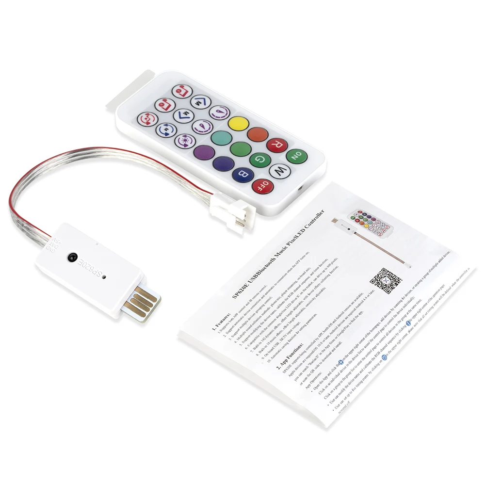 WS2812B Controller USB Plug Mini Bluetooth Music App Controller IR 21 Keys for WS2812 Piexls Addressable LED Strip Light DC5V