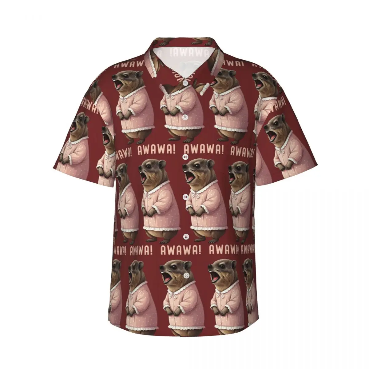

Rock Hyrax Lover Awawa Groundhog Dassi Men's Shirts Hawaiian Short Sleeve Shirt Fashion Button Tops for Summer Beach
