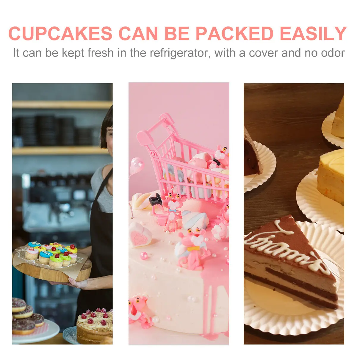 

1Pcs Cake Box Pink Transparent Portable Ecofriendly Cake Packaging Case with Handle Sealing Buckle for Shop Bakery Home Food