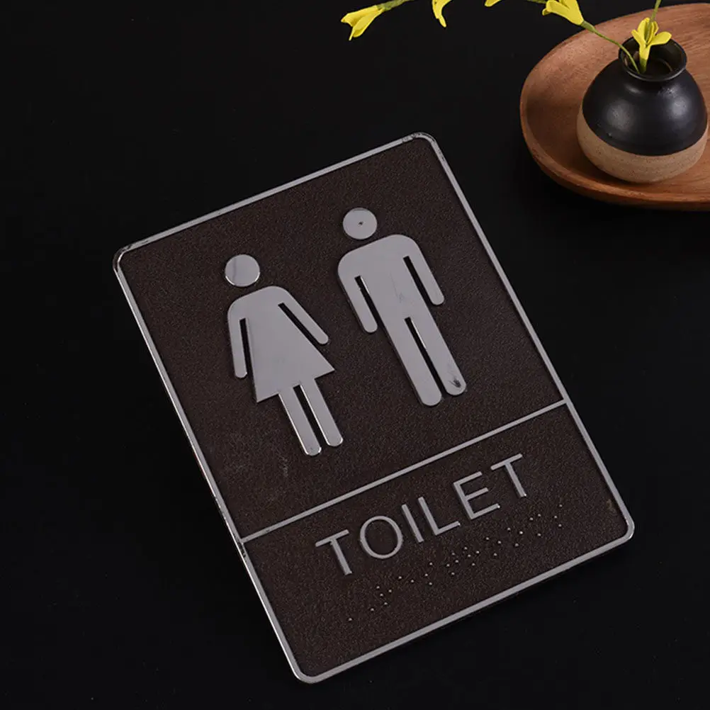 3Pcs Unisex Restroom Sign Plate Acrylic Male Female Toilet Sign Reusable Washroom Identification for Shopping Center Coffee