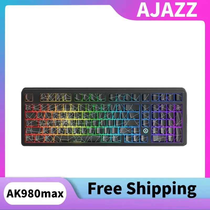 

AJAZZ AK980 MAX Проводная магнитная ось Клавиатура Прокладка Структура Полный ключ Программируемая макроклавиша с возможностью горячей замены 8K Частота возврата RGB