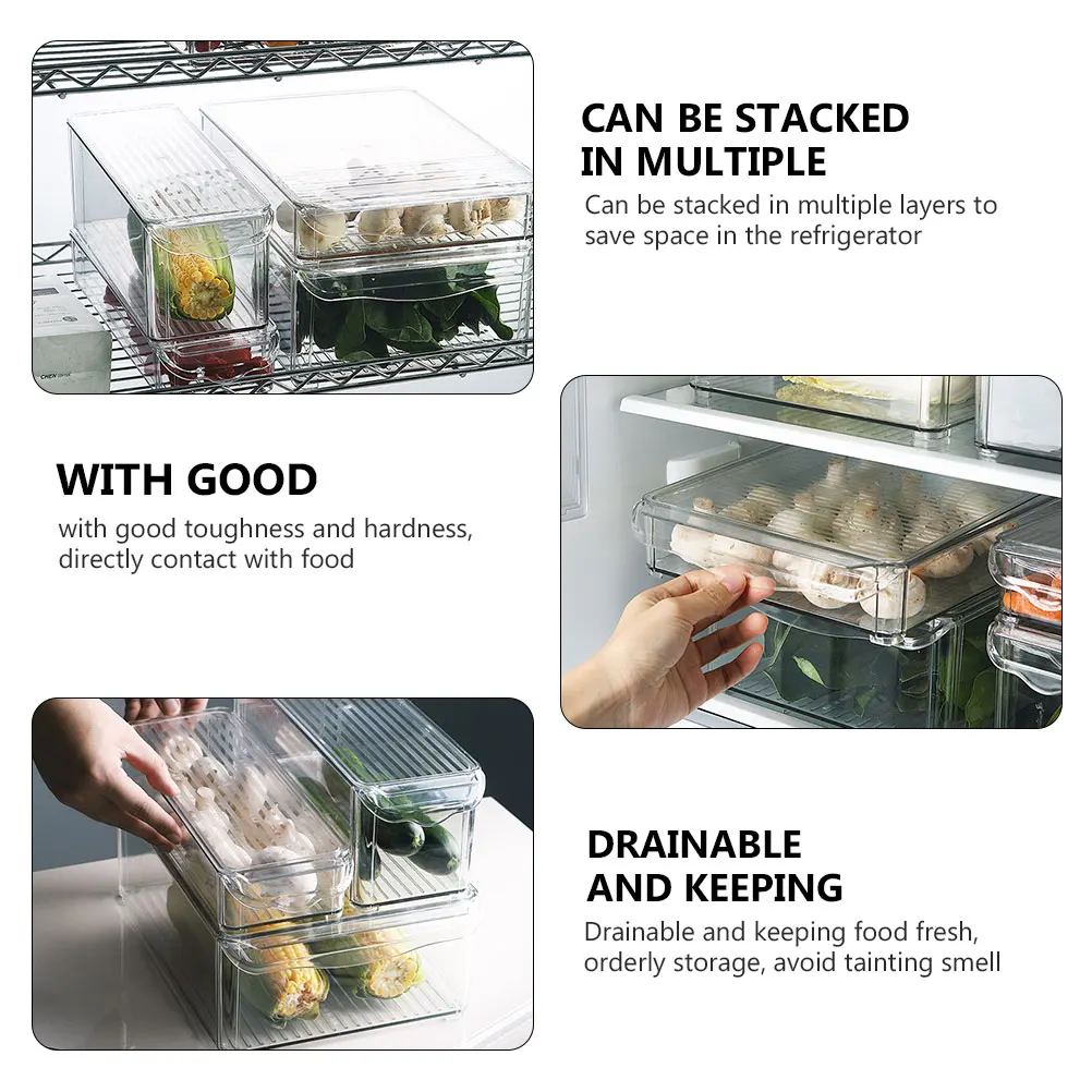 

Crisper Home Refrigerator Storage Container Fresh Food Fruit Case Keeper Square Cereals