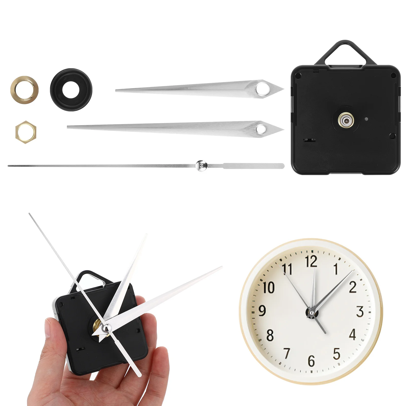 

Clock Accessory Movement Set Silent Precision High Quality DIY Repair Frameless Painting Home Decor Silver Without