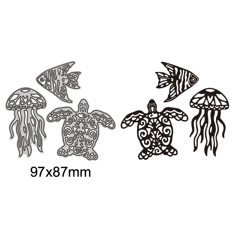 Sea Animals Turtle Fish Jelly Metal Cutting Dies For DIY Scrapbook Cutting Die Paper Cards Embossed Decorative Craft Die Cut New