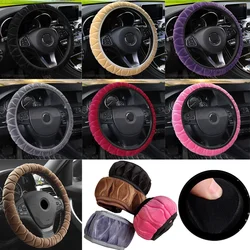 Universal 37-39cm Pink Steering Wheel Cover Soft Warm Plush Steering Wheel Cover for Winter Car Steering Wheel Interior Parts